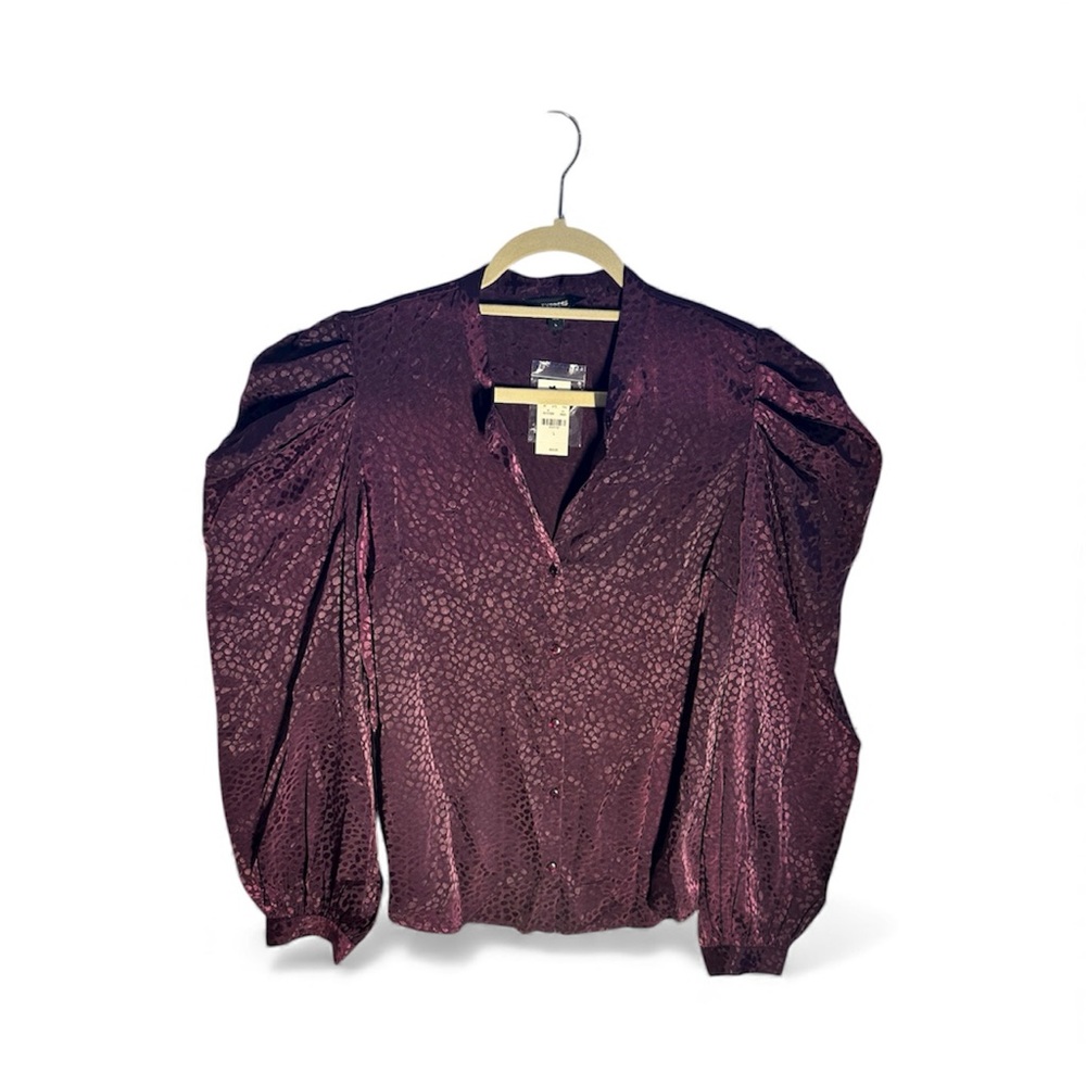 Express Satin Plum Blouse NWT Size L